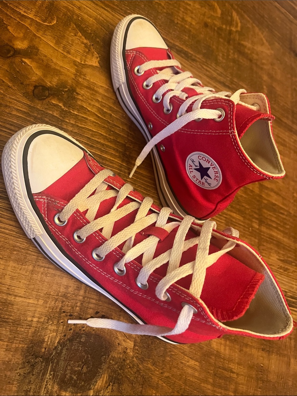 Converse Red High Top Kids Sneakers with White Accents